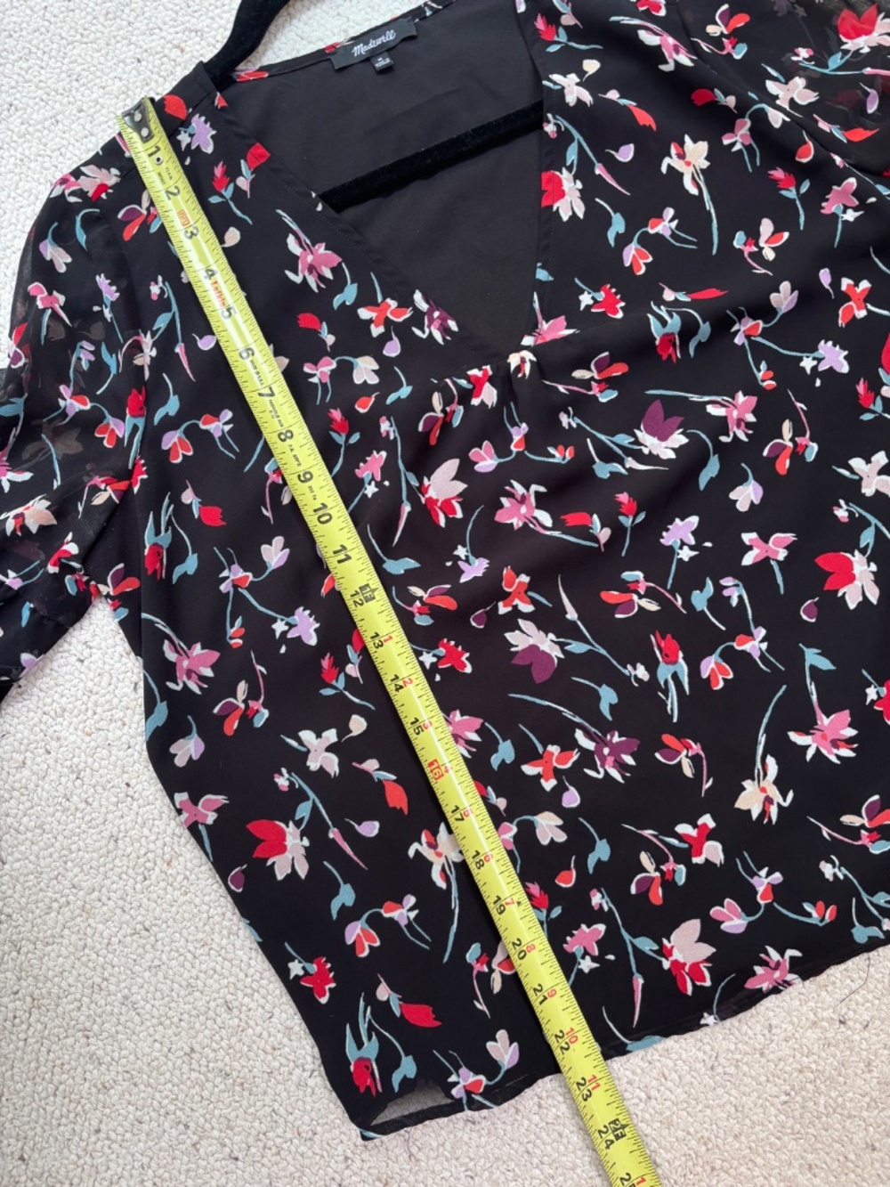MADEWELL Floral V-Neck Long Sleeve Top Size M - Picture 7 of 9